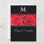 Red Rose Black Silver Monogram Weddenschap Kaart (Voorkant)