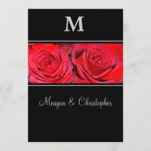Red Rose Black Silver Monogram Weddenschap