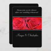 Red Rose Black Silver Wedding Rehearsal Dinner Kaart (Voorkant / Achterkant)
