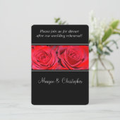 Red Rose Black Silver Wedding Rehearsal Dinner Kaart (Staand voorkant)
