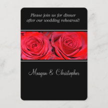 Red Rose Black Silver Wedding Rehearsal Dinner