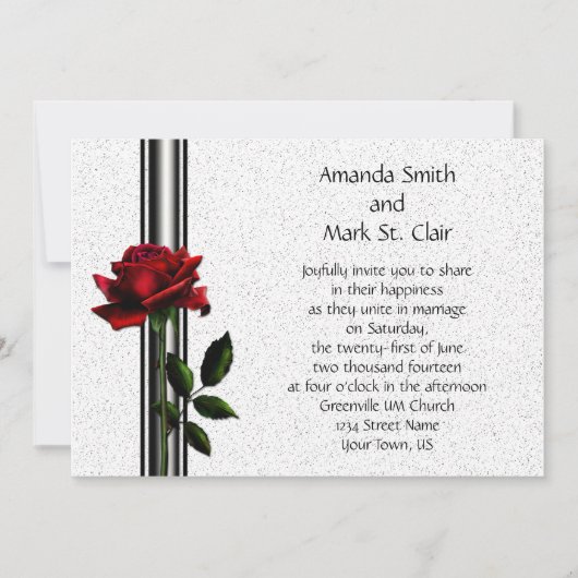 Red Rose Black Stripes Weddenschap Kaart (Voorkant)