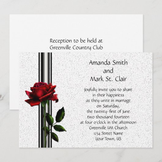 Red Rose Black Stripes Weddenschap Kaart (Voorkant / Achterkant)