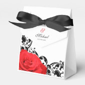 Red Rose Black Vlourish Personalized Wedding Bedankdoosjes (Voorkant Zijde)