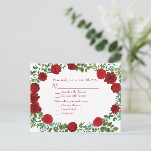 Red Rose Black Wedding Gothic Dark Briefkaart (Staand voorkant)
