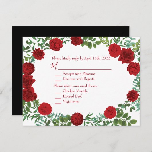 Red Rose Black Wedding Gothic Dark Briefkaart (Voorkant / Achterkant)