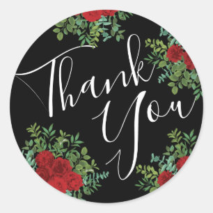 Red Rose Black Wedding Gothic Dark Ronde Sticker