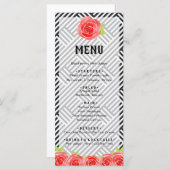 Red Rose Black & White Stripes Derby Menu (Voorkant / Achterkant)