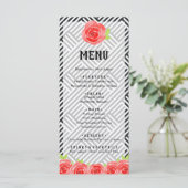 Red Rose Black & White Stripes Derby Menu (Staand voorkant)