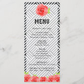 Red Rose Black & White Stripes Derby Menu (Voorkant)