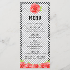 Red Rose Black & White Stripes Derby Menu