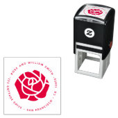 Red Rose Bloem Retouradres Ronde Bloemen Zelfinktende Stempel (In situ)