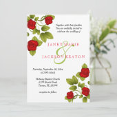 Red Rose Bloem Uitnodiging voor het Huwelijk (Staand voorkant)