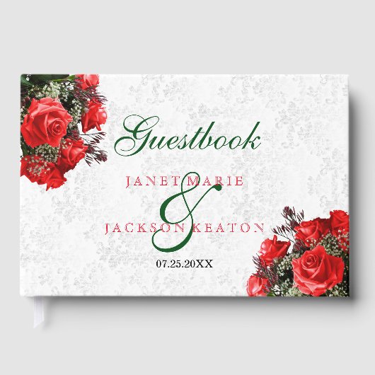 Red Rose Bloemen Bruiloft - Gastenboek (Voorkant)