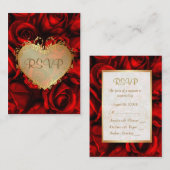 Red Rose Bloemen bruiloft Jubileum RSVP Informatiekaartje (Voorkant / Achterkant)