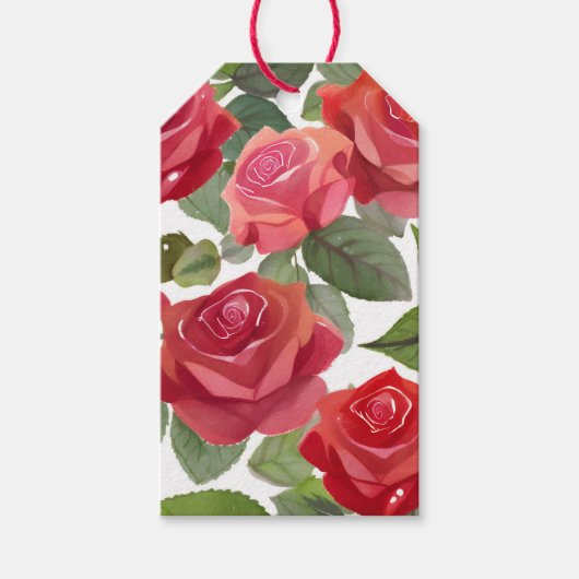 Red Rose Bloemen Formele Huwelijksgunst Cadeaulabel (Voorkant)