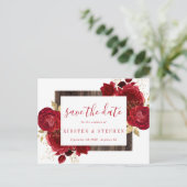 Red Rose Bloemen Gouden Herfst Save the Date Briefkaart (Staand voorkant)