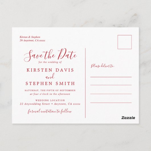 Red Rose Bloemen Gouden Herfst Save the Date Briefkaart (Achterkant)