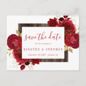 Red Rose Bloemen Gouden Herfst Save the Date Briefkaart (Voorkant)