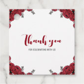 Red Rose Bloemen Huwelijksthema Bedankjes Labels (Voorkant)