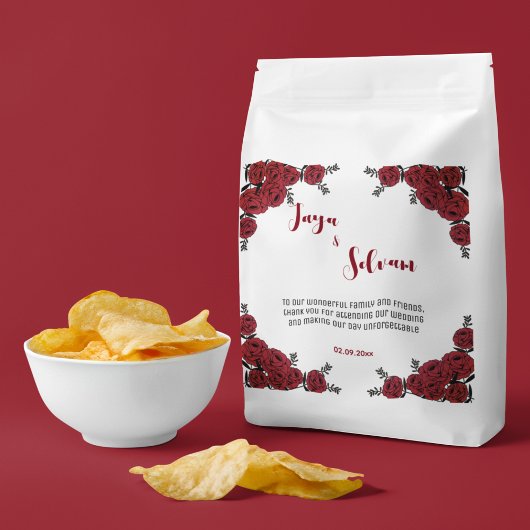 Red Rose Bloemen Huwelijksthema Bedankzakje