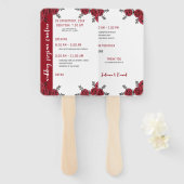 Red Rose Bloemen Huwelijksthema Handwaaier (Voorkant en achterkant)