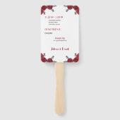 Red Rose Bloemen Huwelijksthema Handwaaier (Achterkant)