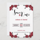 Red Rose Bloemen Huwelijksthema Save The Date (Voorkant)