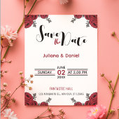 Red Rose Bloemen Huwelijksthema Save The Date
