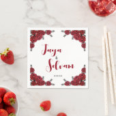 Red Rose Bloemen Huwelijksthema Servet (Insitu)