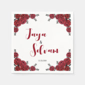 Red Rose Bloemen Huwelijksthema Servet (Voorkant)