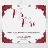 Red Rose Bloemen Huwelijksthema Sparkling Wijnetiket (Enkel label)