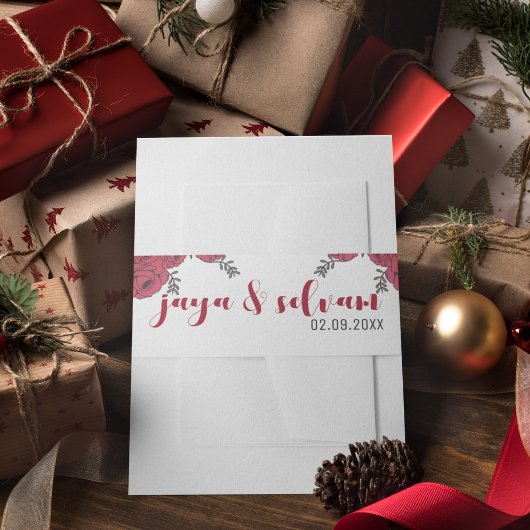 Red Rose Bloemen Huwelijksthema Uitnodigingen Wikkel