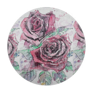 Red Rose Bloemen Vrouwen Glas Snijplank
