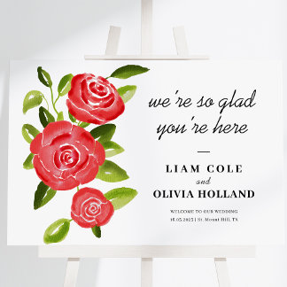 Red Rose Bloemen Welkomstbord Poster