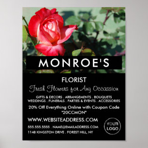 Red Rose, Bloemist, Bloemist Adverteren Poster