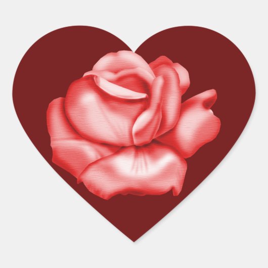 "Red Rose Bloom" Envelope Seals - Donkerrode achte Hart Sticker (Voorkant)