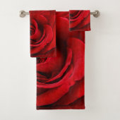 Red Rose Blossom Bathroom Towel Set Bad Handdoek (Insitu)