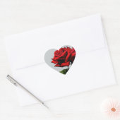 Red Rose Blossom Flower Verjaardag Feestdagen Even Hart Sticker (Envelop)