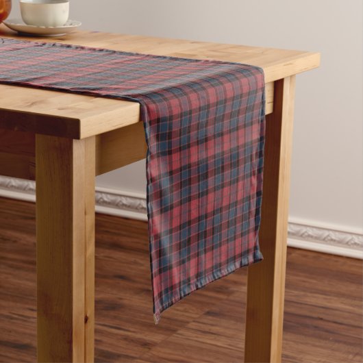 Red Rose Blue Black Plaid Tartan Table Runner Korte Tafelloper (Voorbeeld)