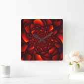 Red Rose Blue Vierkante Klok (Huis)