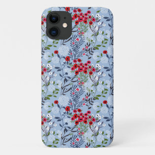 Red Rose Blue White Blossom Case-Mate iPhone Case
