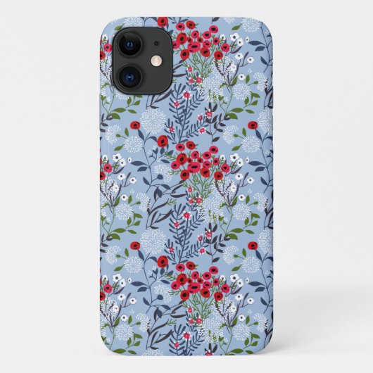 Red Rose Blue White Blossom Case-Mate iPhone Case (Achterkant)