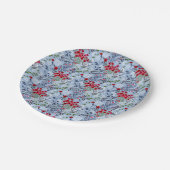 Red Rose Blue White Blossom Papieren Bordje (Gekanteld)