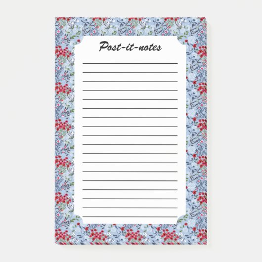 Red Rose Blue White Blossom Post-it® Notes (Voorkant)