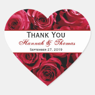 Red Rose Boeket Dank u bruid bruidegom bruiloft Hart Sticker
