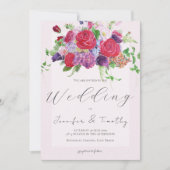 Red Rose Boeket Watercolor Wedding Uitnodiging 2 (Voorkant)