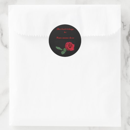 Red Rose Bookplate Ronde Sticker (Tas)