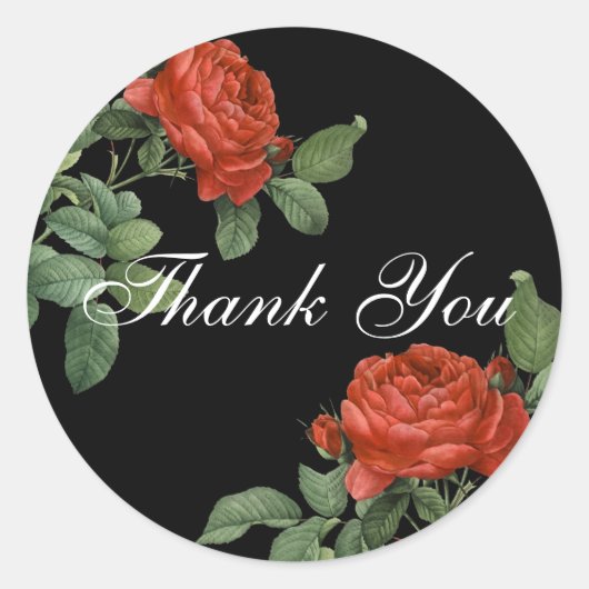 Red Rose Botanical dank u Ronde Sticker (Voorkant)