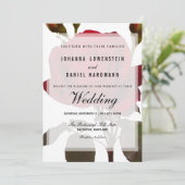 Red Rose Botanical Wedding Modern Kaart (Staand voorkant)
